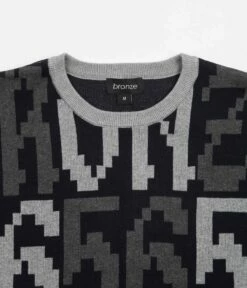 Bronze 56K Old E Crewneck Sweatshirt - Black / Grey 9 Bronze 56K Old E Crewneck Sweatshirt - Black / Grey -FLATSPOT Sales bronze 56k old e crewneck sweatshirt black grey 4