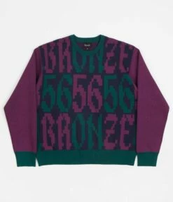 Bronze 56K Old E Crewneck Sweatshirt - Purple / Teal
