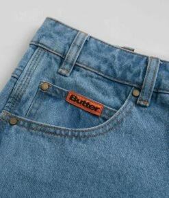 Butter Goods Baggy Denim Shorts - Washed Indigo -FLATSPOT Sales butter goods baggy denim shorts washed indigo 5