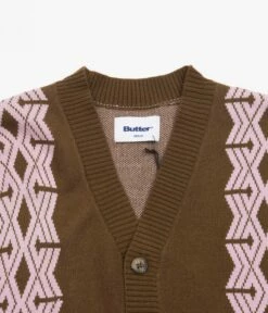 Butter Goods Club Knitted Cardigan - Chocolate -FLATSPOT Sales butter goods club knitted cardigan chocolate 3