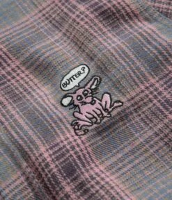 Butter Goods Rodent Flannel Shirt - Pink / Grey -FLATSPOT Sales butter goods rodent flannel shirt pink grey 3