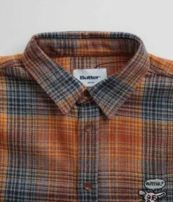 Butter Goods Rodent Flannel Shirt - Rust / Navy -FLATSPOT Sales butter goods rodent flannel shirt rust navy 4