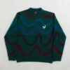 By Parra Colored Soundwave Knitted Polo Sweatshirt - Green -FLATSPOT Sales by parra colored soundwave knitted polo sweatshirt green 1