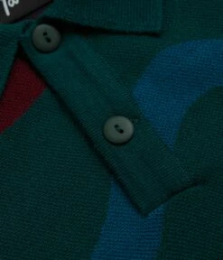 By Parra Colored Soundwave Knitted Polo Sweatshirt - Green -FLATSPOT Sales by parra colored soundwave knitted polo sweatshirt green 5