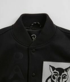 By Parra Dog Faced Varsity Jacket - Black -FLATSPOT Sales by parra dog faced varsity jacket black 5