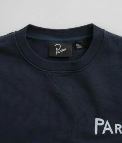 By Parra Fancy Pigeon Crewneck Sweatshirt - Midnight Blue -FLATSPOT Sales by parra fancy pigeon crewneck sweatshirt midnight blue 5