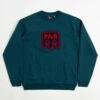 By Parra Fast Food Logo Crewneck Sweatshirt - Deep Sea Green -FLATSPOT Sales by parra fast food logo crewneck sweatshirt deep sea green 1