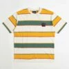 By Parra Fast Food Logo Striped T-Shirt - Burned Yellow -FLATSPOT Sales by parra fast food logo striped t shirt burned yellow 1