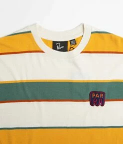 By Parra Fast Food Logo Striped T-Shirt - Burned Yellow -FLATSPOT Sales by parra fast food logo striped t shirt burned yellow 3