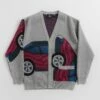 By Parra No Parking Knitted Cardigan - Grey Melange -FLATSPOT Sales by parra no parking knitted cardigan grey melange 1