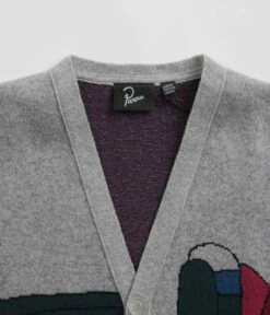 By Parra No Parking Knitted Cardigan - Grey Melange -FLATSPOT Sales by parra no parking knitted cardigan grey melange 4