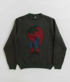By Parra Stupid Strawberry Knitted Sweatshirt - Hunter Green