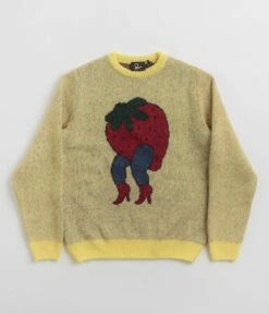 By Parra Stupid Strawberry Knitted Sweatshirt - Yellow