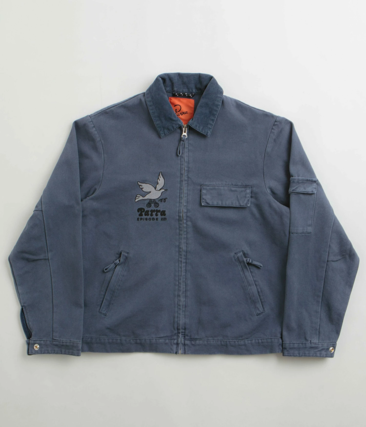 By Parra Twilled Bird Wheel Jacket - Washed Blue 3 By Parra Twilled Bird Wheel Jacket - Washed Blue