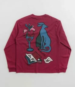 By Parra Wine And Books Long Sleeve T-Shirt - Beet Red