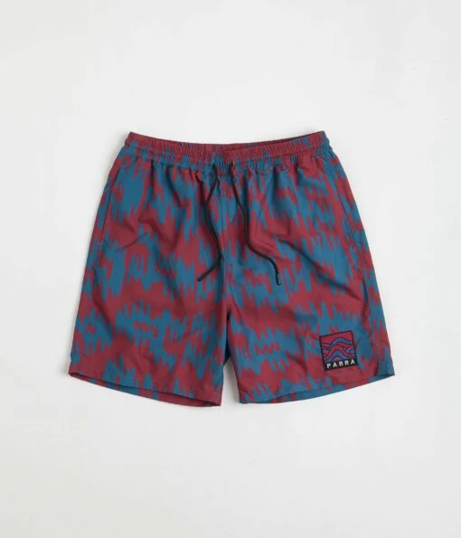 By Parra Tremor Pattern Swim Shorts - Deep Red -FLATSPOT Sales byparrashortconnor 1