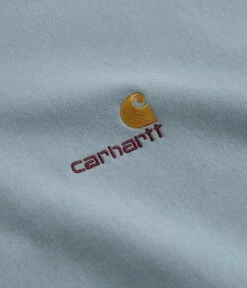 Carhartt Half Zip American Script Sweatshirt - Frosted Blue -FLATSPOT Sales carhartt half zip american script sweatshirt frosted blue 3