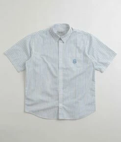 Carhartt Linus Stripe Poplin Short Sleeve Shirt - Bleach / White