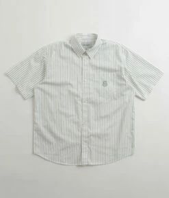 Carhartt Linus Stripe Poplin Short Sleeve Shirt - Park / White