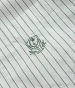 Carhartt Linus Stripe Poplin Short Sleeve Shirt - Park / White -FLATSPOT Sales carhartt linus stripe poplin short sleeve shirt park white 3