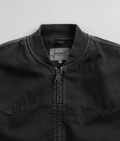 Carhartt OG Santa Fe Bomber Jacket - Stone Dyed Black -FLATSPOT Sales carhartt og santa fe bomber jacket stone dyed black 5