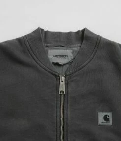 Carhartt Womens Nelson Sweat Bomber Jacket - Charcoal -FLATSPOT Sales carhartt womens nelson sweat bomber jacket charcoal 3