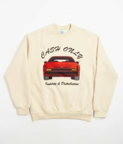 Cash Only Car Embroidered Crewneck Sweatshirt - Cream
