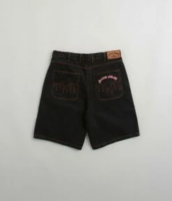 Cash Only Logo Denim Shorts - Washed Black -FLATSPOT Sales cash only logo denim shorts washed black 3