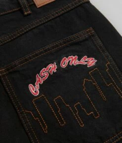 Cash Only Logo Denim Shorts - Washed Black -FLATSPOT Sales cash only logo denim shorts washed black 9