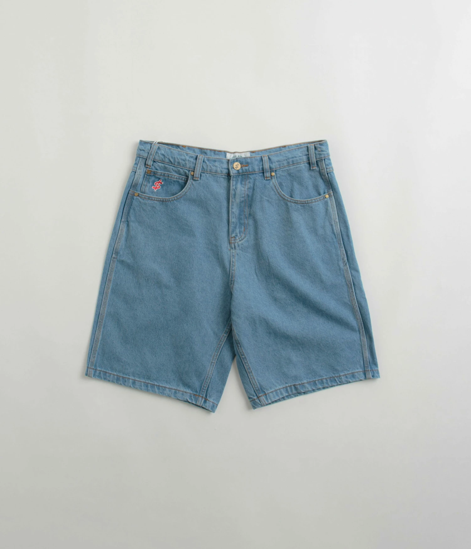 Cash Only Logo Denim Shorts - Washed Indigo 3 Cash Only Logo Denim Shorts - Washed Indigo