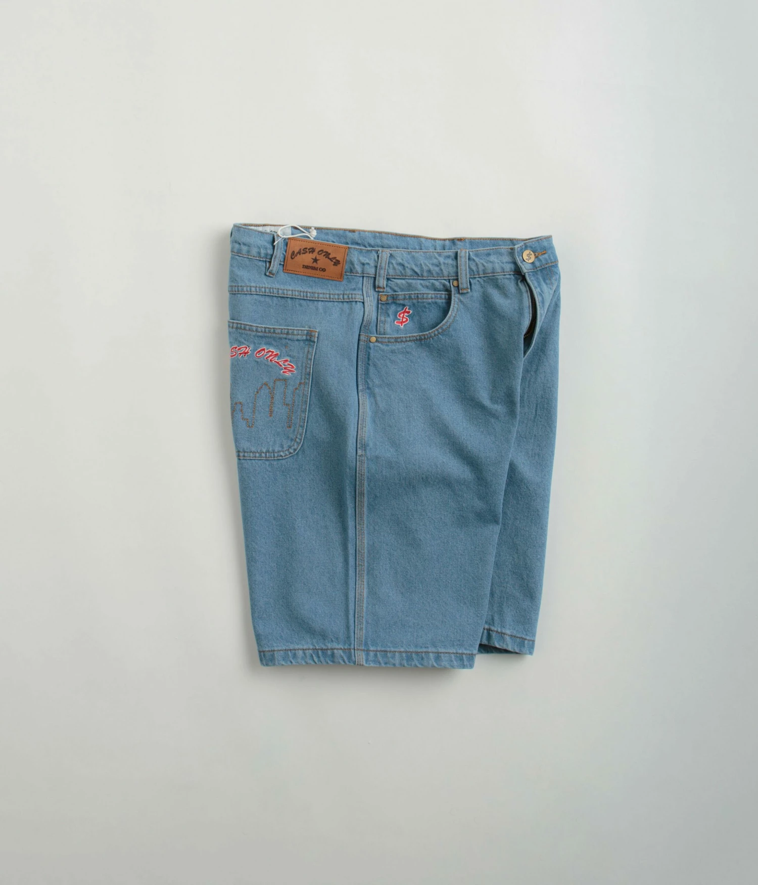Cash Only Logo Denim Shorts - Washed Indigo 4 Cash Only Logo Denim Shorts - Washed Indigo - Image 2