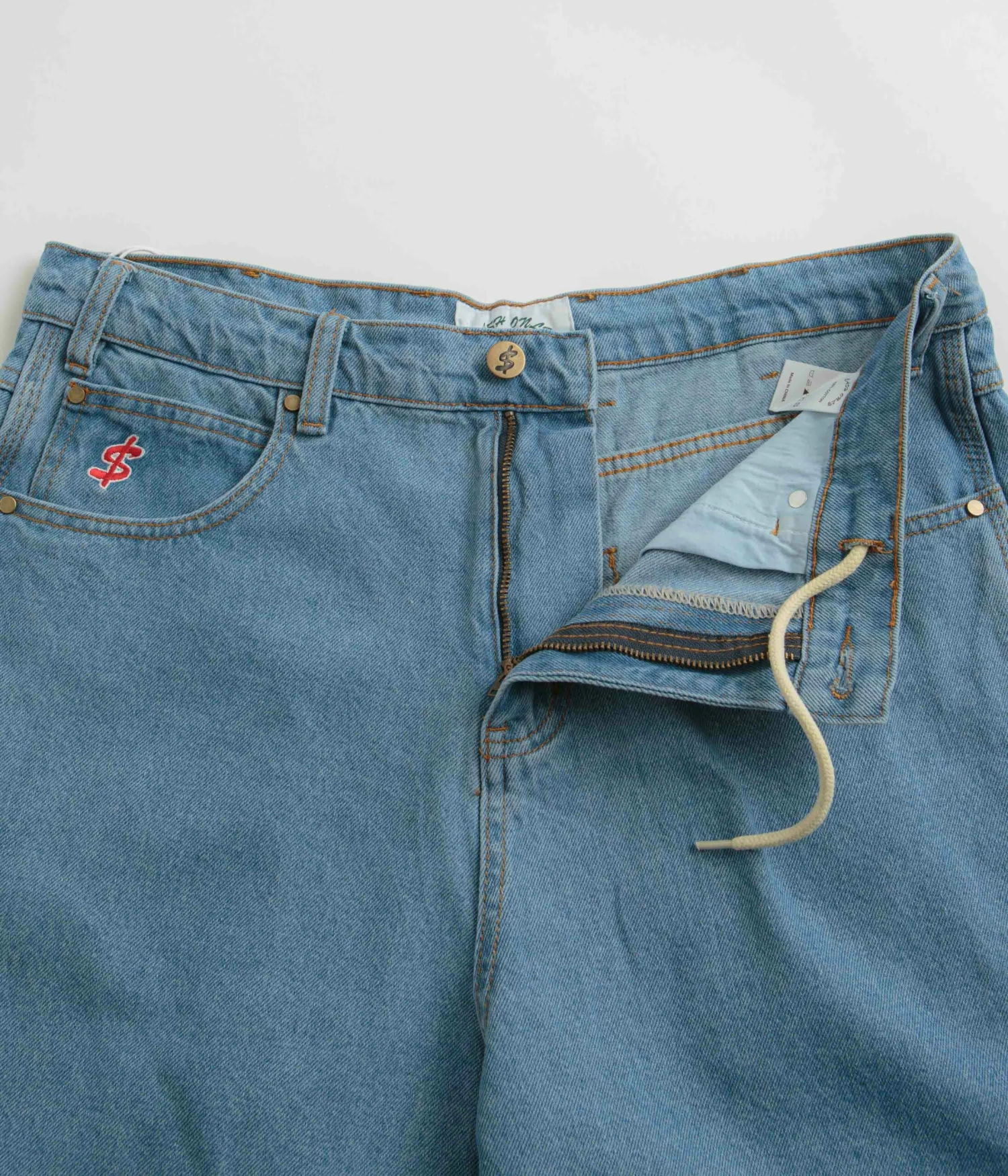 Cash Only Logo Denim Shorts - Washed Indigo 9 Cash Only Logo Denim Shorts - Washed Indigo - Image 7