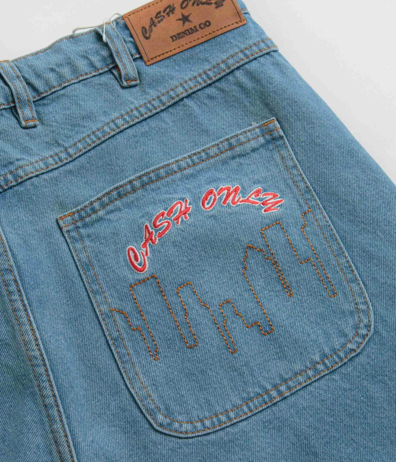 Cash Only Logo Denim Shorts - Washed Indigo 10 Cash Only Logo Denim Shorts - Washed Indigo - Image 8