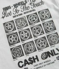 Cash Only Wheels T-Shirt - White -FLATSPOT Sales cash only wheels t shirt white 5