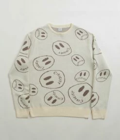 Civilist Smiler Knit Crewneck Sweatshirt - Ecru