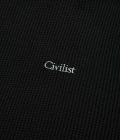Civilist Thermal Waffle Long Sleeve T-Shirt - Black -FLATSPOT Sales civilist thermal waffle long sleeve t shirt black 3