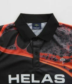 Helas Liquid Long Sleeve Polo Shirt - Black -FLATSPOT Sales helas liquid long sleeve polo shirt black 4