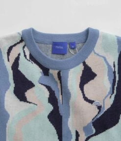 Helas Mirage Knit Crewneck Sweatshirt - Blue -FLATSPOT Sales helas mirage knit crewneck sweatshirt blue 4