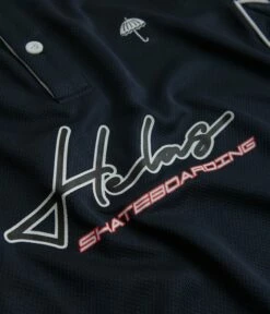 Helas Skateboarding Jersey Polo Shirt - Navy -FLATSPOT Sales helas skateboarding jersey polo shirt navy 3