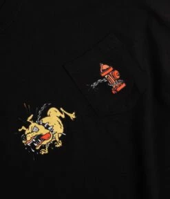 HUF Junkyard Dog Pocket T-Shirt - Black -FLATSPOT Sales huf junkyard dog pocket t shirt black 3