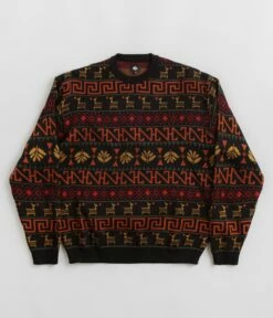 Magenta Peru Knit Crewneck Sweatshirt - Black