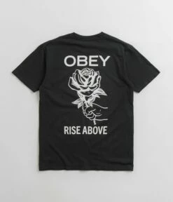 Obey Rise Above Rose T-Shirt - Pigment Vintage Black