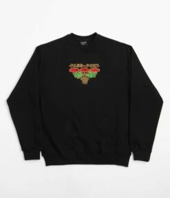 Pass Port Emblem Applique Crewneck Sweatshirt - Black