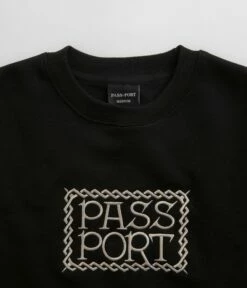 Pass Port Invasive Embroidered Crewneck Sweatshirt - Black -FLATSPOT Sales pass port invasive embroidered crewneck sweatshirt black 4