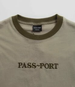 Pass Port Official Contrast Organic T-Shirt - Khaki -FLATSPOT Sales pass port official contrast organic t shirt khaki 3