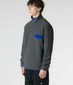 Patagonia Lightweight Synchilla Snap-T Fleece - Nickel / Passage Blue -FLATSPOT Sales patagonia lightweight synchilla snap t fleece nickel passage blue model 2