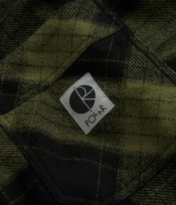 Polar Flannel Mike Shirt - Black / Army Green -FLATSPOT Sales polar flannel mike shirt black army green 3