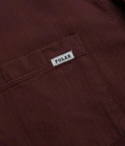 Polar Mitchell Herringbone Shirt - Wine -FLATSPOT Sales polar mitchell herringbone shirt wine 3
