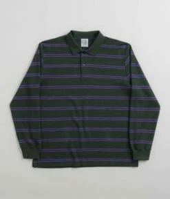 Polar Stripe Long Sleeve Polo Shirt - Dark Teal