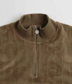 Polar Stripe Velour Zip Neck Sweatshirt - Beech -FLATSPOT Sales polar stripe velour zip neck sweatshirt beech 4